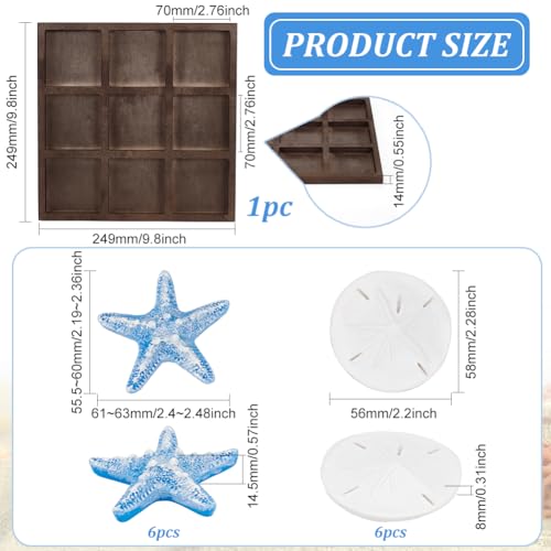 Starfish Tic Tac Toe Game Set de FINGERINSPIRE - Juego de mesa con tablero de madera y piezas de resina temáticas de la playa miniatura 2