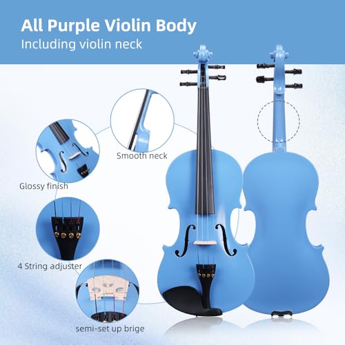 Aileen 4/4 Blue Violin for Beginner Students - Image 3
