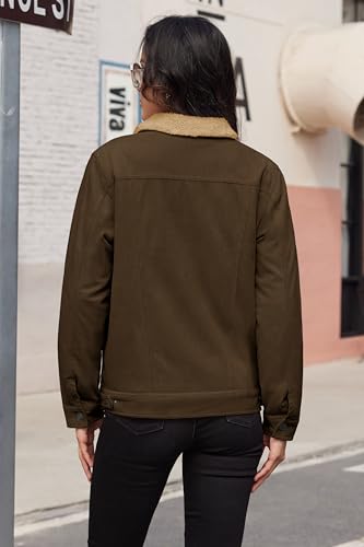 MAGCOMSEN Women's Corduroy Jacket Sherpa Fleece Lined Warm Winter Coat Button Down Casual Jacket with Pockets4