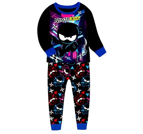 Temolie Ninja Kidz Boys Pyjamas Sets Game Pajamas Long Sleeves Tshirt & Pant 2pcs Suit Kids Nightwear Nighty Sleepwear for 5-13 Years (UK Age 12 Years 13 Years Regular blue)