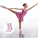 Glitopper 3 Pairs Glitter Rhinestone Figure Skating Socks Ice Skating Socks for Women Fashion Short Sock for Sports Dance (Black White Pink,Bow)
