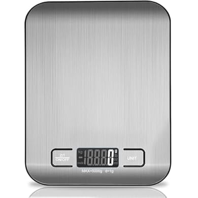 Foto di Bilancia Da Cucina Digitale, 5 kg, Elettronica In Acciaio Inox, Elegante Alimentare Ultra Sottile, Per Casa, Con Display Lcd, Funzione Tara