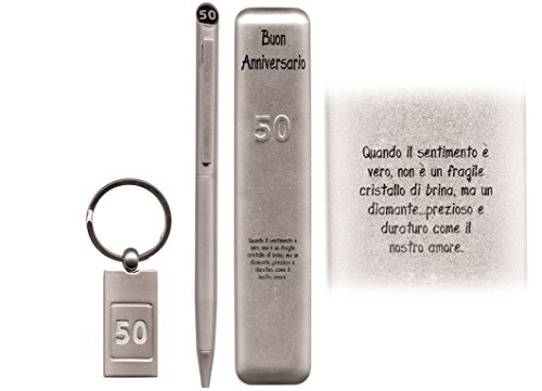 Set estuche bolígrafo con llavero Buon aniversario 50u00a0Cartal