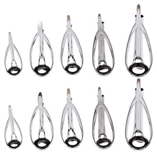 Wakaka 10個セット ロッドガイド 釣り竿ガイド ヒント ステンレス 釣り 穂先 交換 釣竿 修理 セット 5サイズ