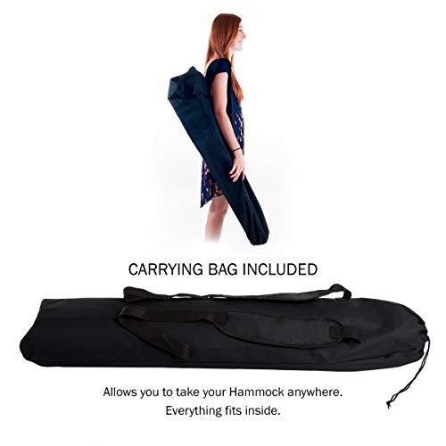 Hammock with Stand Included - Portable Hammock Fits into Carry Bag for Easy Travel - Perfect for Backyard, Pool, Beach, Hiking by Lavish Home (Black)
