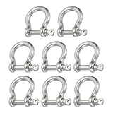 PATIKIL Screw Pin Shackle 3.9mm 1/8' 220lb, 8Pcs 316 Stainless Steel Forged Bow Shackle Marine Grade for Chains Wire Rope Outdoor, Silver