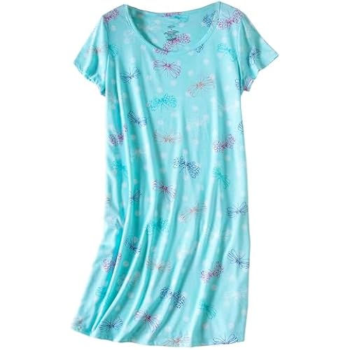 PNAEONG Women's Cotton Nightgown Sleepwear Short Sleeve Casual Sleepdress