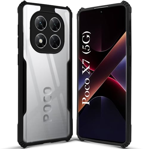 Image of Jkobi Back Cover Case for Xiaomi Poco X7 (Shockproof with Polycarbonate Clear Panel | Professional Black)