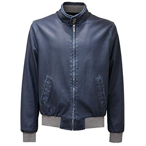 Chaqueta de ecopiel azul para hombre FREEDOMDAY 2097AD cazadora talla S