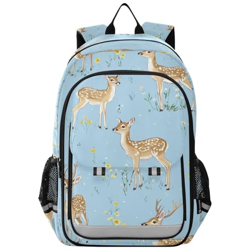 classic kids backpack 8-12: lightweight bookbag for book bags for teenage girls boys in assorted colors - Sweet Deer Blue