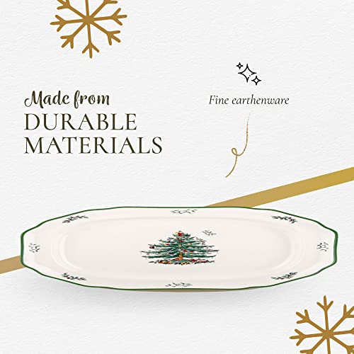 Spode Christmas Tree Serving Platter | Earthenware Holiday Platter | Christmas Serving Dishes For Entertaining | Dishwasher Safe | Platters For Serving Food - 19" #TOP3