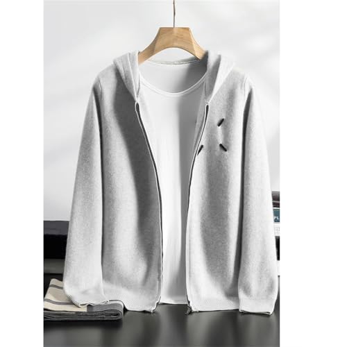 Mens Thick Cardigan Hooded Zippers Sweater Casual Air Layer Outerwears 100 Percent Cashmere Knitwear Winter Top3