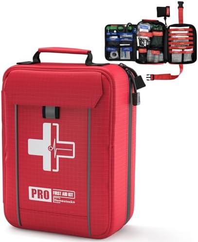 [2024 Upgrade] First Aid Trauma Kit,Comprehensive First Aid Kit with Labelled Compartments, Molle System Emergency Kits for Cars, Home, Office, Backpacking, Camping, Traveling, and Cycling