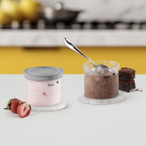 Image of FastFreeze Ice Cream Maker Dessert Cups 2-Pack - 0.5-Pint Freezer Cups with Lids, Dishwasher-Safe, Compatible with ICE-FD10 for Homemade Ice Cream, Sorbet, Smoothies & Frozen Desserts