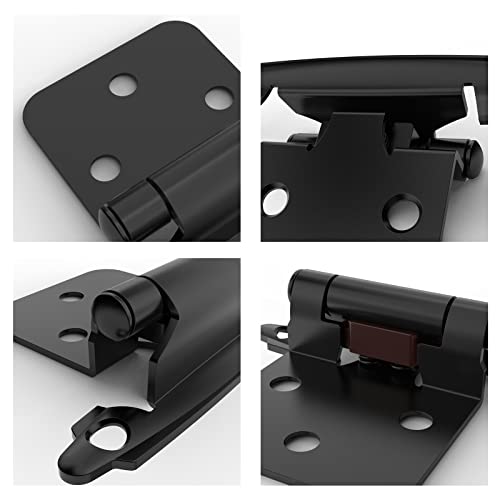 Furniware 1/2" Overlay Cabinet Door Hinge, 5 Pairs(10 Pack) Flush Face Mount Cupboard Self-Closing Cabinet Hinges For Decorative Kitchen Cabinet Hinges-Matte Black #TOP4