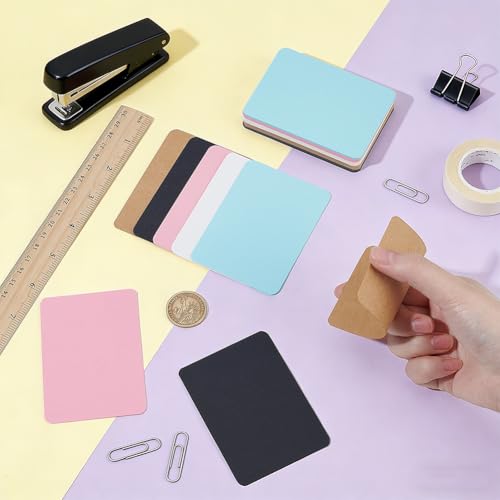 OLYCRAFT 300 Stück Buntes Dickes Papier 6.4 x 8.9cm Aus ATC Karton Mit Abgerundeten Ecken Blankokarten In 5 Farben Kleines Blankopapier Für Grußkarten Scrapbooking DIY Bastelarbeiten Und Bürobedarf