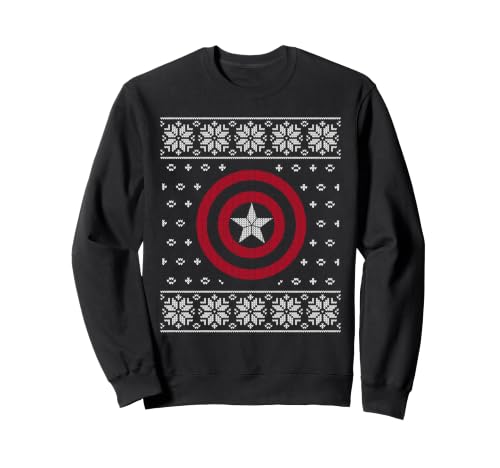 Image of Marvel Captain America Shield Ugly Christmas Sweatshirt