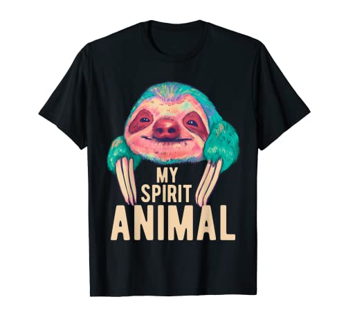 Cue My Spirit Animal Funny Sloth Lover perezoso para mujeres u hombres Camiseta