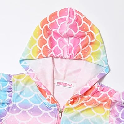CHILDRENSTAR Girls Swim Coverups Terry Swimsuit Coverup Zip-Up Beach Flutter Sleeve Robe 41L2R3LJ7VS. SS400