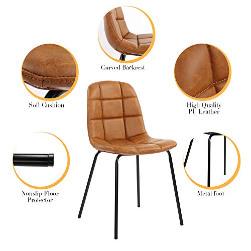 Thksbought Modern Chairs Set Of 2 Pu Leather Dining Chairs With Legs For Kitchen Living Room(Brown) #TOP1
