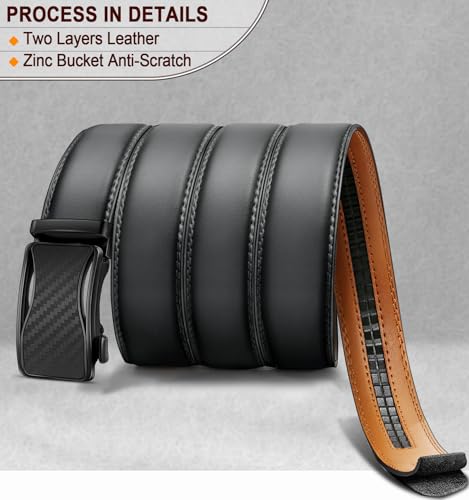 Image of KEMISANT Mens Ratchet Belt 2 Units,Sliding Belt For Gift Mens Dress Casual 1 3 /8 inch,Size Adjustable