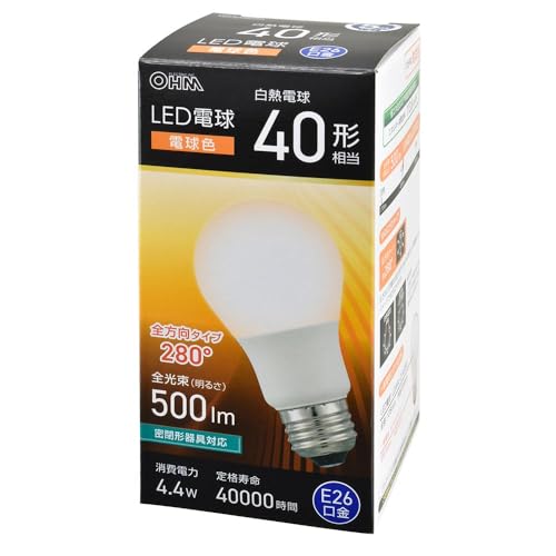 �I�[��(OHM)�I�[���d�@ LED�d�� E26 40�`���� �d���F LDA4L-G AG59 06-5454