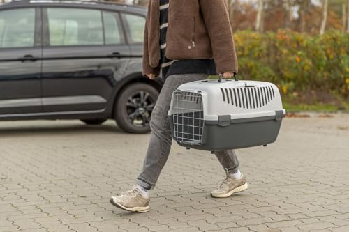 TRIXIE Transportbox Capri 3 Open Top - dunkelgrau/hellgrau 40 × 38 × 61 cm