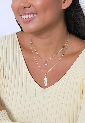 Elli Collana Donne Piuma Boho con Cristallo in Argento Sterlino 925