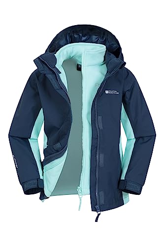 Mountain Warehouse Chaqueta impermeable Lightning infantil – Triclima, costuras selladas – Capucha extraíble y forro polar interior – Múltiples bolsillos – Invierno Azul 5-6 Años