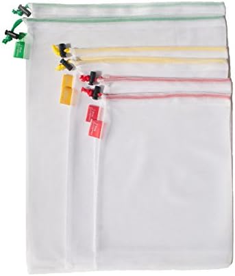 Blue Lupines: 6 Reusable Mesh Produce and Storage Bags (2-Medium, 2-Large, 2-XLarge)