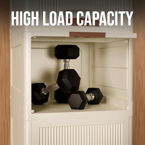 Image of 1 Layer Plastic Wardrobe for Clothes : Versatile Plastic Cupboard for Storage Organizer & Organisers Storage Box for Ideal for Neat and Tidy Storage Solutions Almirah for Clothes-White