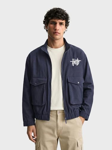 Image of The Indian Garage Co Men Relaxed Fit Long Sleeves Cutaway Collar Graphic Jacket