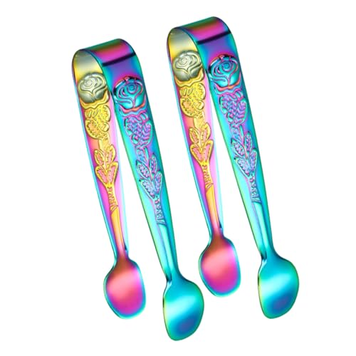 DINHEAROM 2 pezzi Pinze Zucchero in Acciaio 304 con Design Antiscivolo per Buffet Cucina e Barbecue 2 PCS