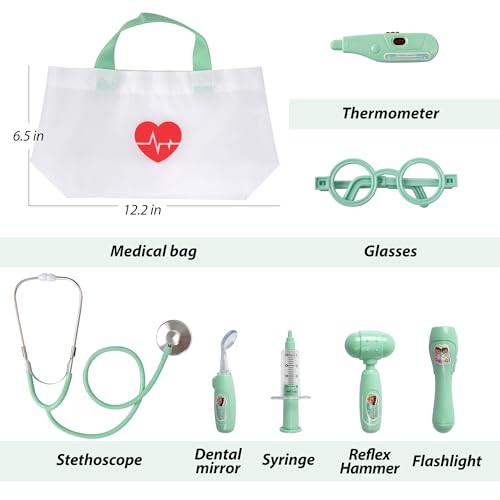 image for Phobby Kids Doctor Kit, 8 Pieces Kids Doctor Playset with Medical Stor