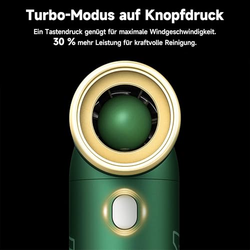 Kica JetFan 2S Elektrische Staubgebläse aus Metall – 117000 U/min, Mini Air Duster mit Stufenloser Regelung & Turbotaste, Tragbares Druckluftspray für PC, Auto, Büro, Sofa – Schwarz (JetFan 2 Upgrade)