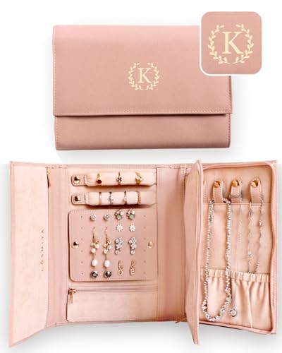 COSMIYA Personalized Initial Travel Jewelry Case