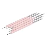 Lot de 5 pinceaux à ongles en silicone 2 voies pour peinture gel UV, dessin, manucure pour usage domestique professionnel, lignes décoratives, motifs de fleurs, faux ongles naturels en acrylique