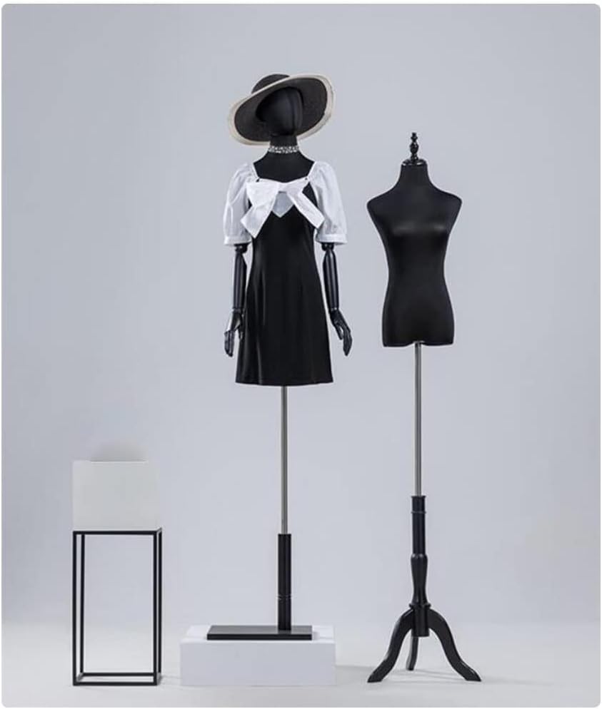 Adjustable White Dress Form Mannequin for Sewing & Jewelry Display, Size S/Small, with Solid Wood Base, Arm & Detachable Head - Perfect for Tailoring & Crafting