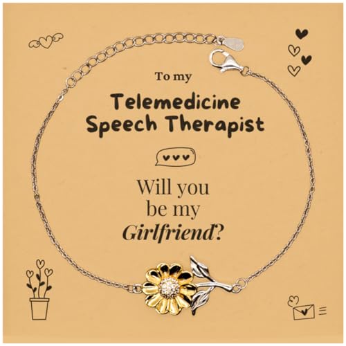 Telemedicine Speech Therapist Gift, Couple, Lover proposal card for her, I Love You for Valentine, Wedding, Marriage, Anniversaries, cute sunflower Bracelet | Be my Girlfriend