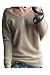 Liny Xin Women's Loose Batwing Big V-neck Cashmere Sweater (X-Large, Khaki)