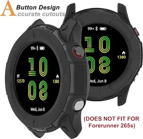 Image of Zitel Case Compatible with Garmin Forerunner 265, (Does NOT FIT for Forerunner 265s) Bumper Cover Shell (Without Screen Protector) - Black