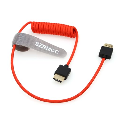 Image of SZRMCC 8k 2.1 HDMI to HDMI Ultra High Speed Coiled Braided Cable for Z Cam E2 Sony FX6 FX9 Canon EOS C70 C300 Portkeys BM5 Atomos Ninjav V Shogun Monitor