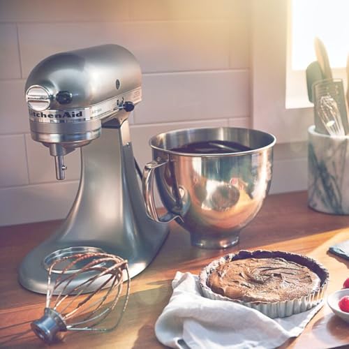 KitchenAid Robot Pâtissier - Artisan - Robot cuisine multifonctions à tête inclinable - Batteur avec 5 accessoires et 2 bols inox de 4,8 et 3 L - Gris argent