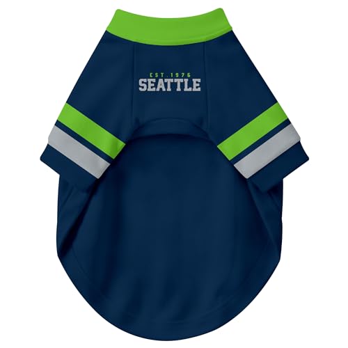 Image of Seattle Dog Clothes Jersey Style Personalized Pet T Shirt with Custom Name Number for Small Medium Large Dogs