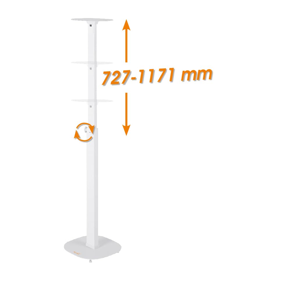My Wall HS 23 WL - Supporto per altoparlante estensibile, supporto da pavimento, regolabile in altezza bianco 2 pezzi.