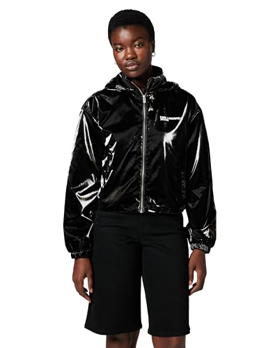 Blouson Noir Shiny Karl Lagerfeld Jeans pour Sorties en Ville