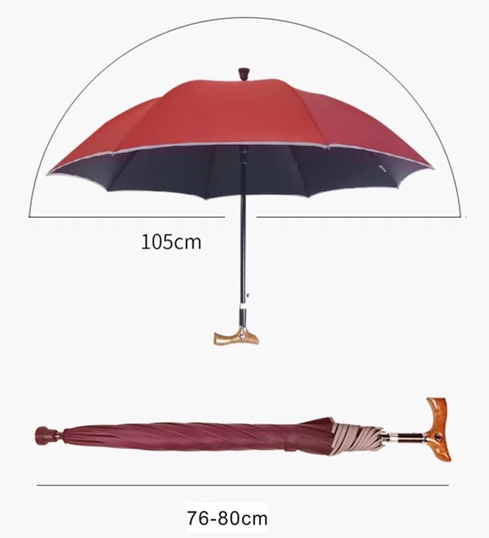 Paraguas Bastón Regulable En Altura Parasoles Bastón Multifunción Dedicado Seguro Ligero Hombres Mujeres Muleta Paraguas,Azul,76~80cm/30~31inch