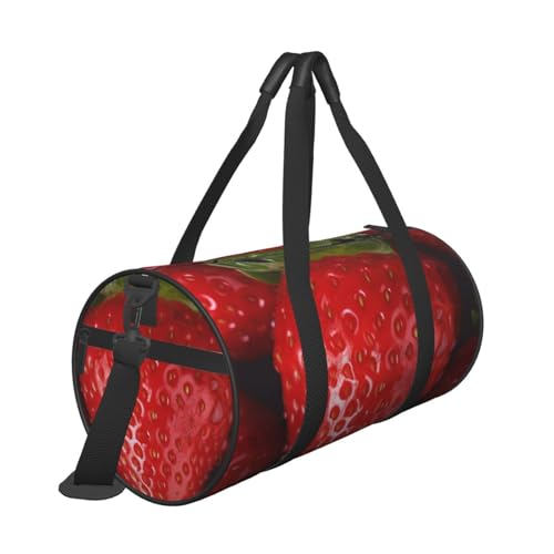 Red Strawberry Duffle Bag for Men Women - Carry on Overnight Bag Travel Duffel Tote Bags Yoga Gym Bags Waterproof Weekender Bag Large Luggage Bag with Adjustable Strap2