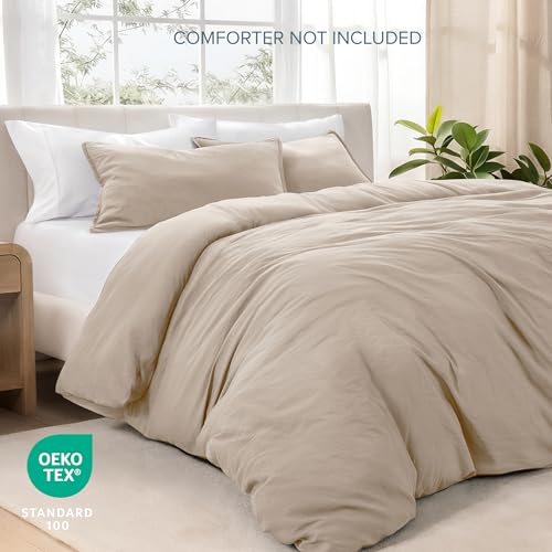 Bare Home Washed Duvet Cover Set 1800 Ultra-Soft (Queen, Pebble Beach) by Bare Home - Used condition - Image 4