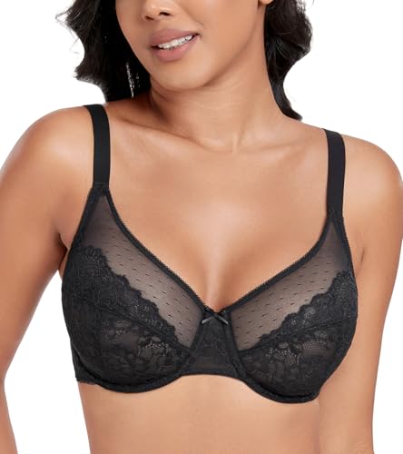 DotVol Sujetador Encaje Reductor Tallas Grandes, Negro 105E